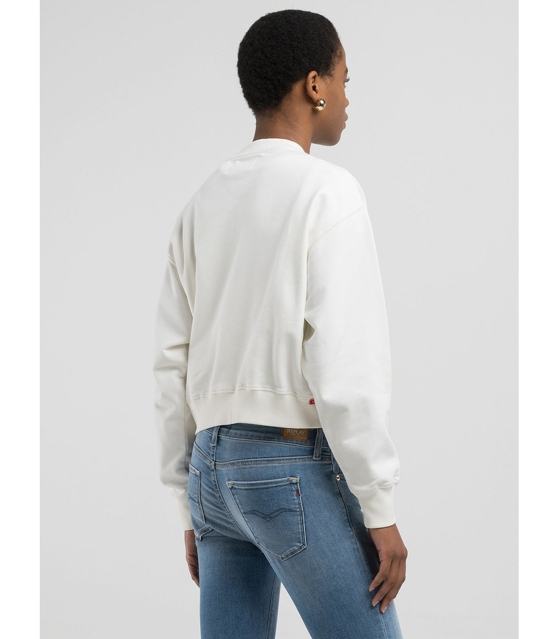 Rロゴ刺繍入りクロップドスウェットシャツ 詳細画像 ナチュラルホワイト 2